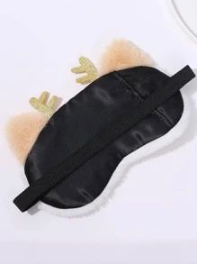 1 pièce Cache-œil en polyester, Beau cache-œil en peluche avec un design de cerf de dessin animé pour la chambre à coucher, les voyages, le bureau, l'école. Cadeau de la Saint-Valentin pour un garçon, une femme, un petit ami, une petite amie