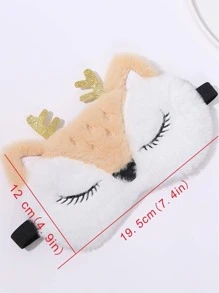 1 pièce Cache-œil en polyester, Beau cache-œil en peluche avec un design de cerf de dessin animé pour la chambre à coucher, les voyages, le bureau, l'école. Cadeau de la Saint-Valentin pour un garçon, une femme, un petit ami, une petite amie