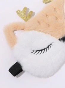 1 pièce Cache-œil en polyester, Beau cache-œil en peluche avec un design de cerf de dessin animé pour la chambre à coucher, les voyages, le bureau, l'école. Cadeau de la Saint-Valentin pour un garçon, une femme, un petit ami, une petite amie
