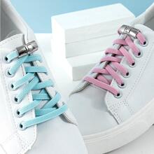 2 PCS Minimalist No-tie Shoelaces With Buckle, Black Elastic Unisex Accessories For Shoes - Black - View 4