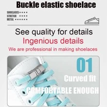 2 PCS Minimalist No-tie Shoelaces With Buckle, Black Elastic Unisex Accessories For Shoes - Black - View 5