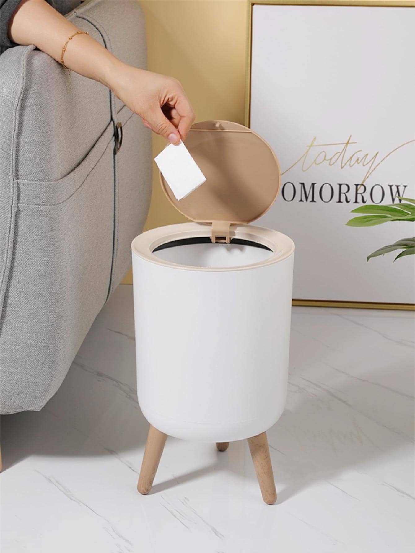 1 pezzo Cestino dei rifiuti portatile, per cucina, bagno, casa, fornure per la casa - Product Video