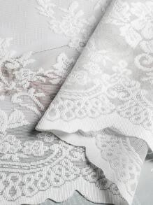 花卉刺繡薄透面現代滌綸濾光隱私透明窗簾適用於客廳和臥室 - 白色 - 查看 6