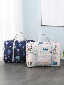 1 件卡通图案旅行收纳袋，便携式大号可爱服装打包袋，适合旅行，波西米亚风