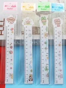 4 piezas Regla con estampado de figura de dibujos animados de plástico - Multicolor - Ver 4