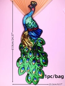 1 pieza Apliques bordados con lentejuelas con parche creativo poliéster con diseño de pavo real para DIY - Verde - Ver 4
