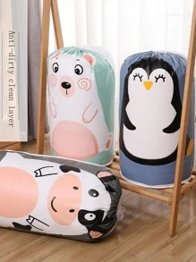 1入組PEVA可折疊收納卡通熊圖案衣服抽繩包 - 綠色 - 查看 8