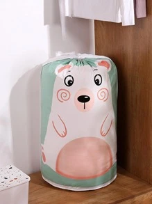 1入組PEVA可折疊收納卡通熊圖案衣服抽繩包 - 綠色 - 查看 3