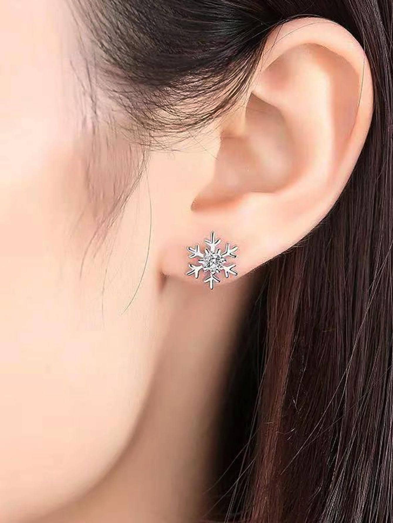 1 Đôi Đồng Thời Trang Bông Tuyết Trang Trí Bông Tai Nữ Trang Trí Hàng Ngày - Bạc - Xem 1