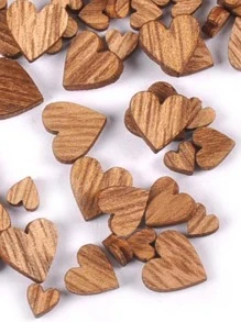 100个0.6/0.8/1/1.2厘米复古彩色迷你心形随机尺寸木片，手工DIY工艺装饰配件 - 卡其色 - 查看 2