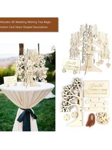 1set MDF Decoration Object, Romantic 3D Wedding Wishing Tree Design Decoration Craft For Wedding - White - View 1