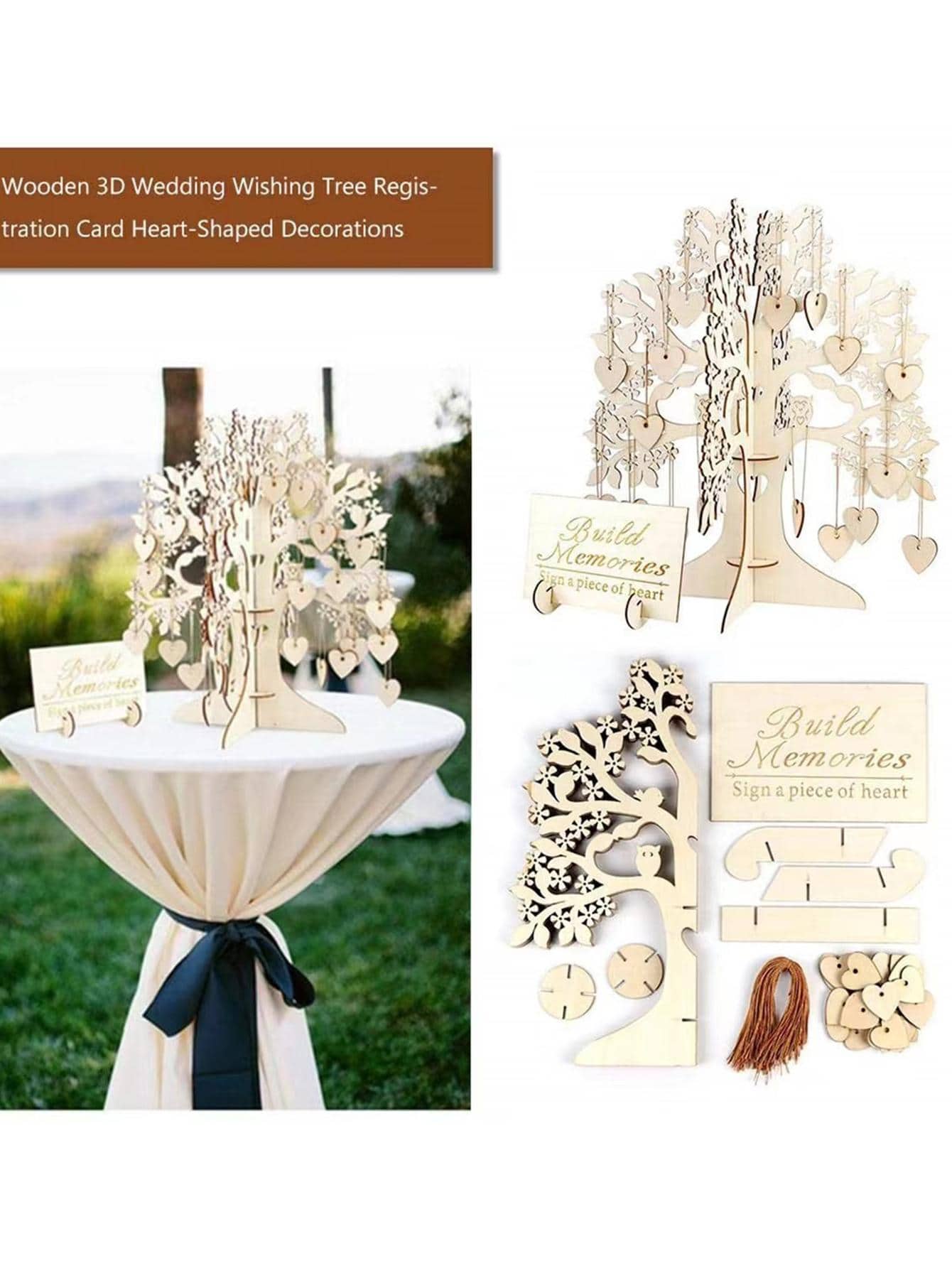 1set MDF Decoration Object, Romantic 3D Wedding Wishing Tree Design Decoration Craft For Wedding - White - View 1