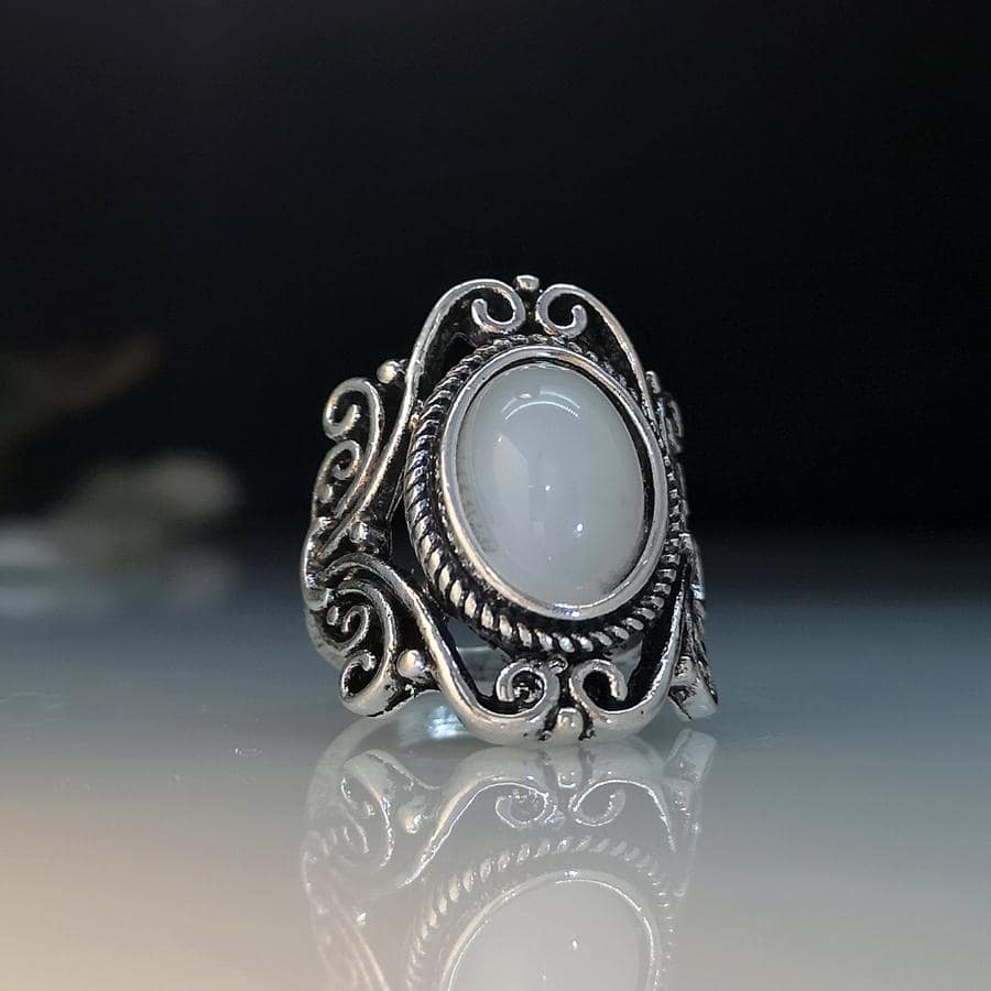 Oval Decor Ring - Antique Silver - View 1
