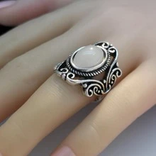 Oval Decor Ring - Antique Silver - View 4
