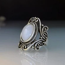 Oval Decor Ring - Antique Silver - View 2