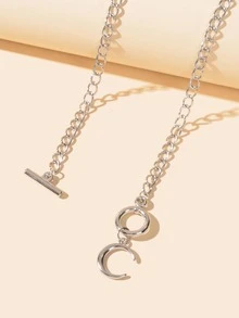 Moon Charm Necklace - Silver - View 3