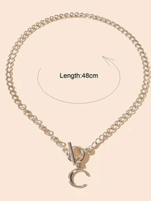 Moon Charm Necklace - Silver - View 2