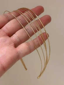 一套5个精细金属发箍，简约欧美设计美学发夹，适合外出、派对、日常街头风格发带发箍发饰头饰 - 金色 - 查看 9