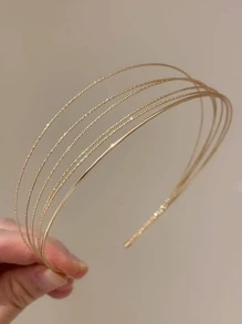 一套5个精细金属发箍，简约欧美设计美学发夹，适合外出、派对、日常街头风格发带发箍发饰头饰 - 金色 - 查看 8