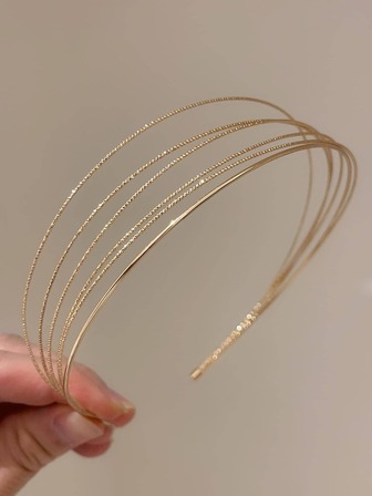 1 Set de 5 piezas de diademas de metal de alambre fino, diseño minimalista europeo y americano, pasadores de pelo para salidas, fiestas, estilo callejero diario, diadema, accesorios para el cabello