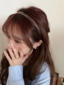 一套5个精细金属发箍，简约欧美设计美学发夹，适合外出、派对、日常街头风格发带发箍发饰头饰 - 金色 - 查看 4