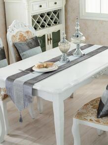 Rhinestone & Tassel Decor Table Runner - Grey - View 7