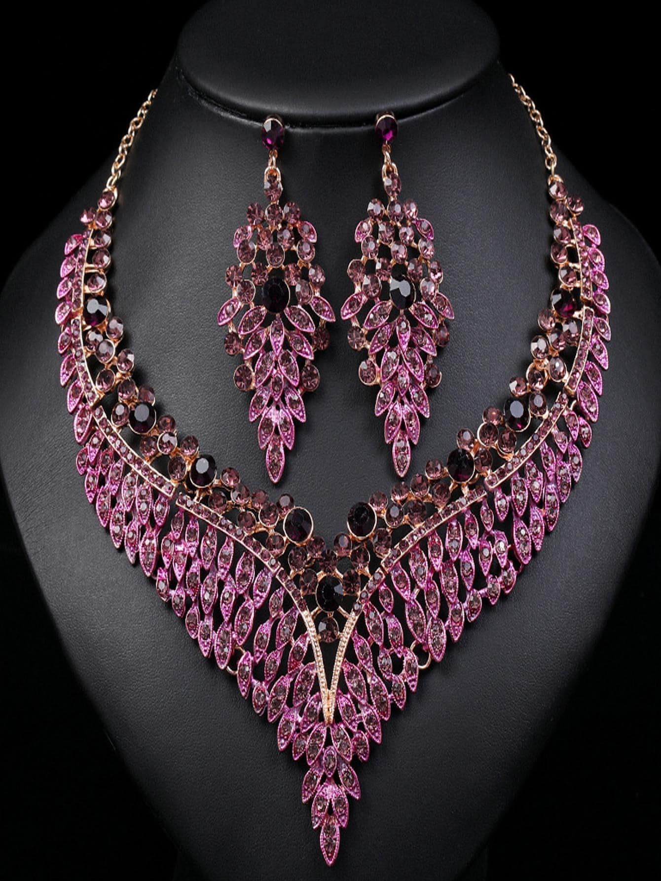 3pcs/set Glamorous Zinc Alloy Rhinestone Decor Jewelry Set For Women ...