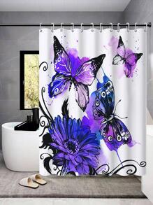 1 Bướm & In Hoa Màn Tắm, Polyester Chống Thấm Nước Màn Tắm Cho Phòng Tắm - Nhiều màu - Xem 1
