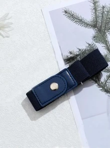 1入組女士按扣休閒鬆緊腰帶適用於日常生活 - 藏蓝色 - 查看 2