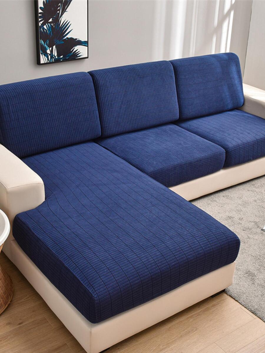 1入組提花織紋坐墊套,適用於家居客廳沙發套 - 藏蓝色 - 查看 1