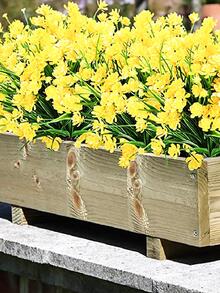 1pc Plastic Artificial Flower Bouquet, Modern Artificial Flower Bundle For Wedding, Home Decor - Yellow - View 4