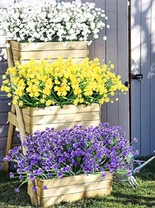 1pc Plastic Artificial Flower Bouquet, Modern Artificial Flower Bundle For Wedding, Home Decor - Yellow - View 6