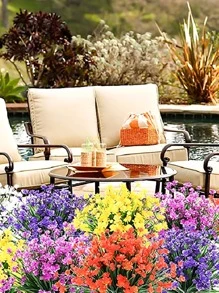 1pc Plastic Artificial Flower Bouquet, Modern Artificial Flower Bundle For Wedding, Home Decor - Yellow - View 3