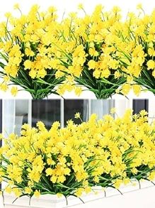 1pc Plastic Artificial Flower Bouquet, Modern Artificial Flower Bundle For Wedding, Home Decor - Yellow - View 8