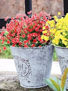 1pc Plastic Artificial Flower Bouquet, Modern Artificial Flower Bundle For Wedding, Home Decor - Yellow - View 5