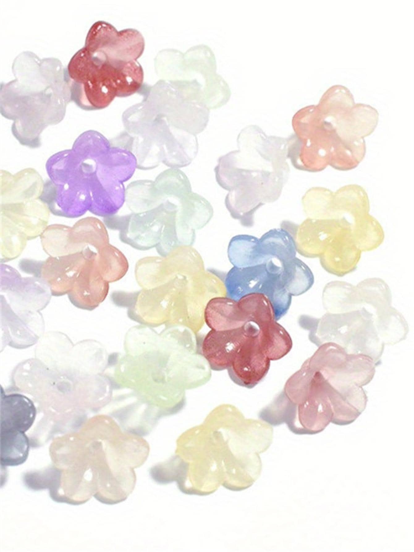 50 件/套 7 毫米時尚花卉設計 DIY 女式壓克力珠適合 DIY 珠寶製作 - 彩色 - 查看 1