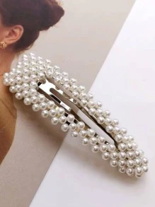 2个装女士仿珍珠装饰优雅发夹，可作发饰、学生发夹、爪夹、发卡，学习用品，珍珠发饰，头部饰品，发卡 - 彩色 - 查看 5