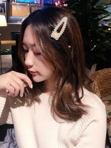 2个装女士仿珍珠装饰优雅发夹，可作发饰、学生发夹、爪夹、发卡，学习用品，珍珠发饰，头部饰品，发卡 - 彩色 - 查看 2