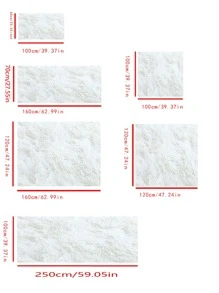 1 pieza Alfombra del piso unicolor de peluche moderno poliéster para sala de estar con dormitorio - Blanco - Ver 3