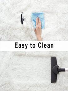 1 pieza Alfombra del piso unicolor de peluche moderno poliéster para sala de estar con dormitorio - Blanco - Ver 7