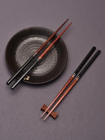 1雙木筷家用經典撞色木筷