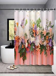 1入組花朵圖案淋浴現代滌綸防水浴簾 - 彩色 - 查看 1