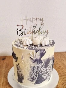 1入組PMMA蛋糕裝飾現代字母圖形裝飾傢居裝飾生日派對 - 銀色 - 查看 3