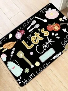1 pieza Alfombra de piso con estampado de dibujos animados antideslizante cocina moderno poliéster para cocina - Multicolor - Ver 5
