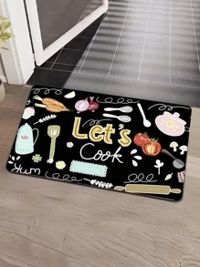 1 pieza Alfombra de piso con estampado de dibujos animados antideslizante cocina moderno poliéster para cocina - Multicolor - Ver 4