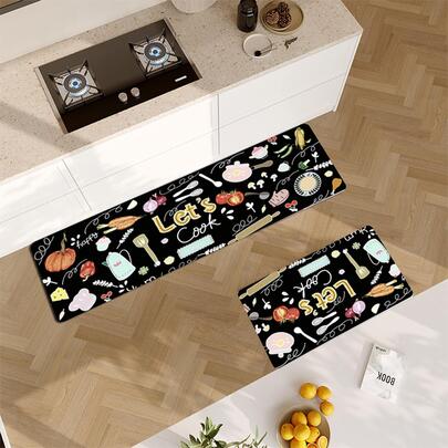 1入組卡通圖案防滑廚房現代滌綸地墊