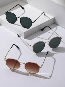 3 件装男士金属几何时尚眼镜，适合驾驶海滩派对配饰，适合夏季海滩度假、户外、旅行，适合返校时尚学院风