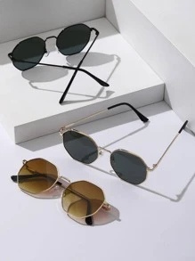 3 件装男士金属几何时尚眼镜，适合驾驶海滩派对配饰，适合夏季海滩度假、户外、旅行，适合返校时尚学院风