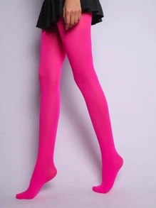 Solid Minimalist Tights - Hot Pink - View 2