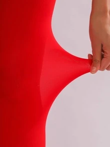 Solid Minimalist Tights - Red - View 3